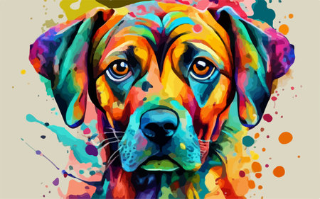 Portrait of a dog with a colorful background. Vector illustration.のイラスト素材