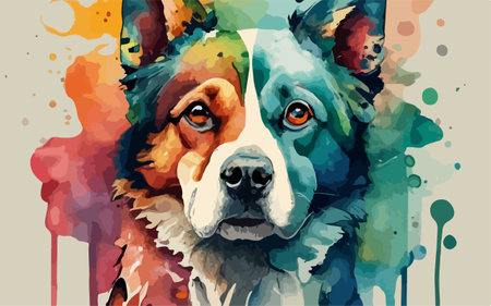 Watercolor portrait of a Bernese Mountain Dog. Vector illustration.のイラスト素材
