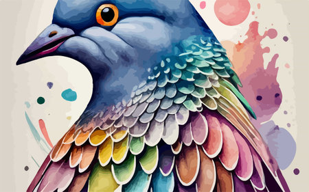 Pigeon in watercolor style. Colorful vector illustration.のイラスト素材