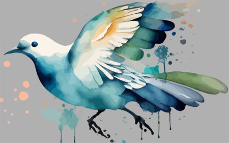 Pigeon watercolor vector illustration. Hand drawn watercolor bird.のイラスト素材