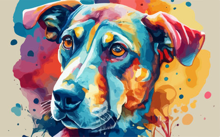 Colorful portrait of a dog. Hand drawn illustration. Vector.のイラスト素材
