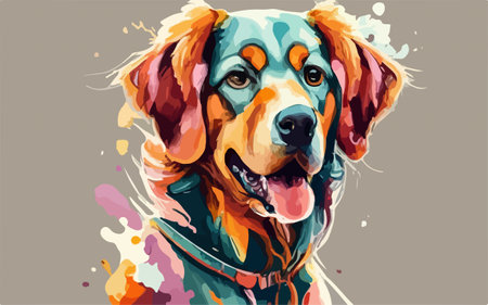 Colorful portrait of a Labrador Retriever. Vector illustration.のイラスト素材