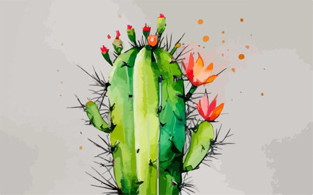 Cactus in watercolor style. Hand drawn vector illustration for your designのイラスト素材