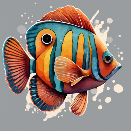 Tropical fish. Vector illustration on a gray background. Isolated.のイラスト素材