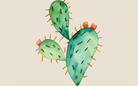 Cactus in watercolor style. Hand drawn illustration. Vector.のイラスト素材