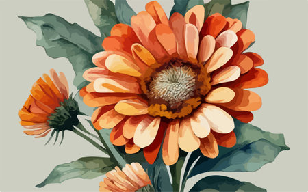 Vintage floral background with gerbera flowers. Vector illustration.のイラスト素材