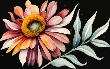 Illustration of a bouquet of flowers on a black background.のイラスト素材
