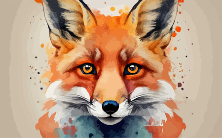 Portrait of a red fox in watercolor style. Vector illustration.のイラスト素材