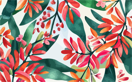 Floral seamless pattern with watercolor flowers and leaves. Vector illustration.