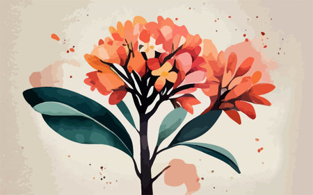 Bouquet of tropical flowers on grunge background. Vector illustration.のイラスト素材