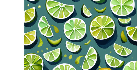 Seamless pattern with lime slices. Vector illustration in cartoon style.
