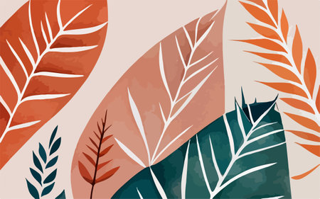 Abstract floral background with leaves. Vector illustration in a flat style.のイラスト素材