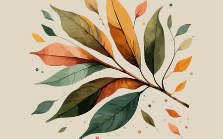 Illustration of colorful autumn leaves in watercolor style. Vector illustration.のイラスト素材