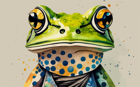 Frog on the background of the watercolor. Vector illustration.