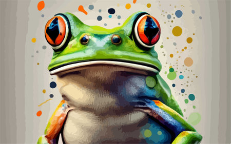 Frog on a colorful background. Vector illustration of a frog.のイラスト素材