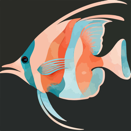 watercolor fish on a black background, vector illustration, eps10