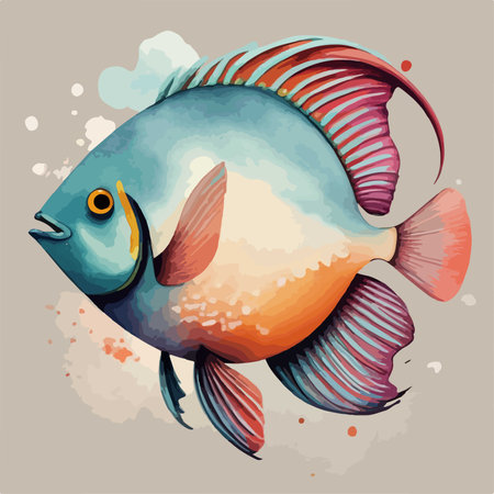 Illustration of a tropical fish in watercolor style. Vector illustration.のイラスト素材