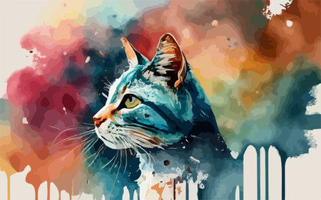 Illustration of a cat in watercolor style. Vector illustration.のイラスト素材