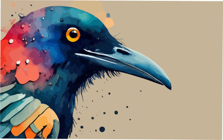 illustration of a crow in watercolor style. Vector illustration.のイラスト素材