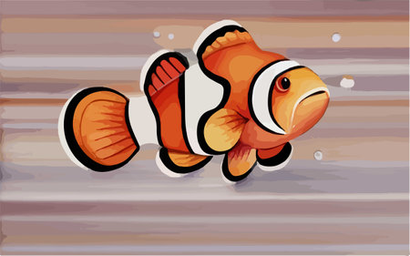 Clown fish on wooden background illustration. Funny cartoon clownfish.のイラスト素材