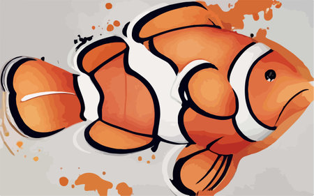 Clownfish on a background of the sea. Vector illustration.のイラスト素材