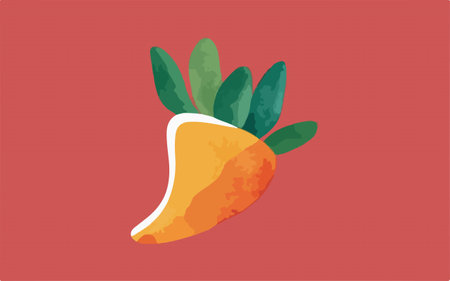 Vector illustration of a carrot on a red background. Flat style.のイラスト素材