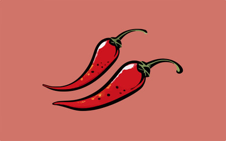 chili pepper vector illustration on red background. chili pepper icon.のイラスト素材