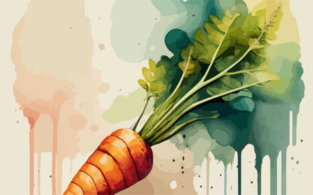 Carrot on watercolor background. Vegetable illustration. Vector.のイラスト素材