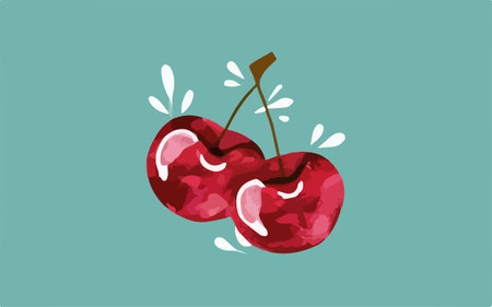 Illustration of cherries in watercolor style. Vector illustration.のイラスト素材