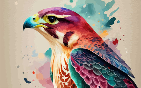 Illustration of a hawk on a watercolor background. Vector illustration.のイラスト素材
