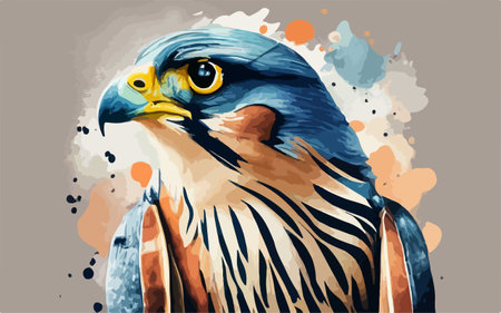 Portrait of a hawk in a watercolor style. Vector illustration.のイラスト素材
