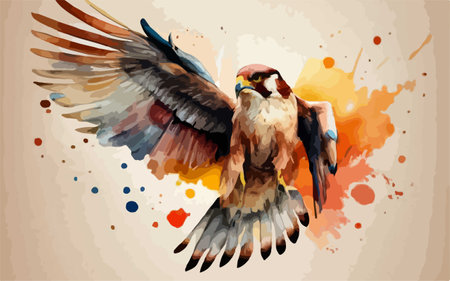 Eagle in flight. Watercolor hand drawn illustration. Vector.のイラスト素材