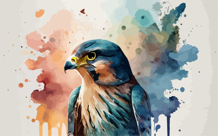 Illustration of a hawk on watercolor background. Vector illustration.のイラスト素材