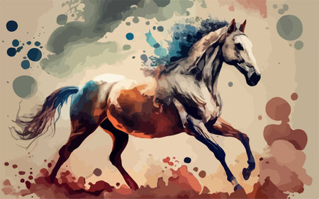 Illustration of a horse in grunge style with splashes.のイラスト素材