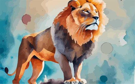 Lion in watercolor style. Vector illustration for your design.のイラスト素材