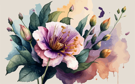 Watercolor floral background. Hand drawn watercolor flowers. Vector illustration.のイラスト素材
