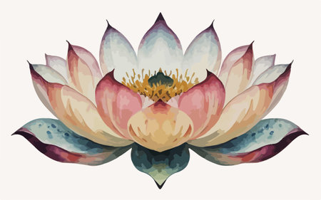 Watercolor vector lotus flower. Hand drawn watercolor illustration.のイラスト素材
