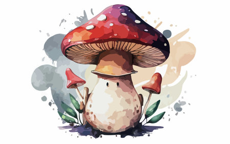 Fly agaric mushroom in watercolor style. Vector illustration.のイラスト素材