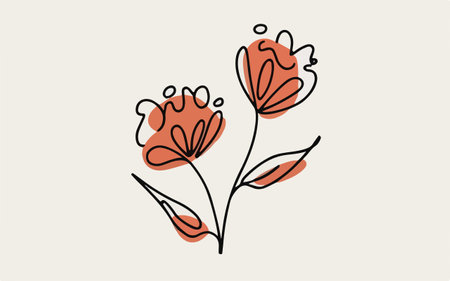 Hand drawn vector abstract floral illustration in minimalistic scandinavian styleのイラスト素材