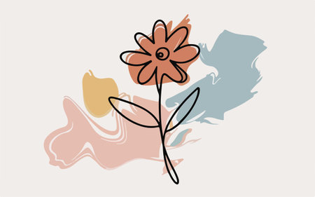 Abstract flower in continuous line art style. Vector illustration for your designのイラスト素材