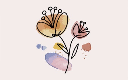 Hand drawn abstract floral background in doodle style. Vector illustration.のイラスト素材