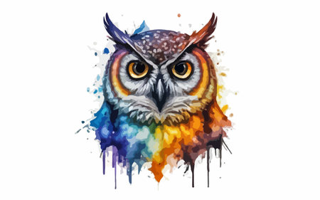 Watercolor owl on a white background. Vector illustration of an owl.のイラスト素材