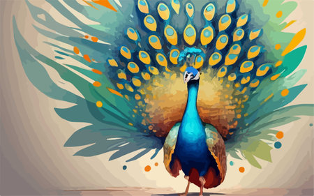Peacock on a colorful background. Vector illustration for your designのイラスト素材