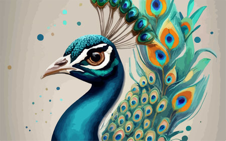 Peacock with colorful feathers. Vector illustration of peacock.のイラスト素材