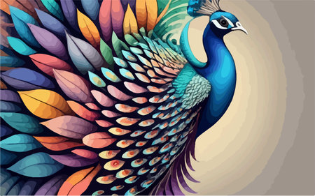 Peacock with colorful feathers. Vector illustration of peacock.のイラスト素材
