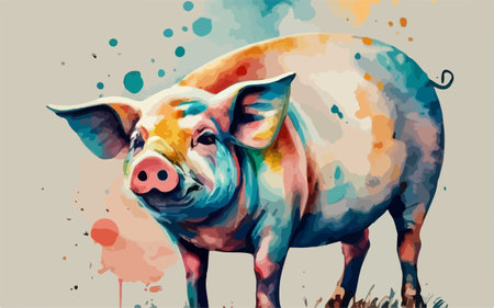 Pig in watercolor style. Vector illustration for your design.のイラスト素材