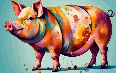 Pig in watercolor style. Vector illustration for your design.のイラスト素材