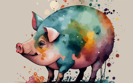 Pig in watercolor style. Vector illustration for your design.のイラスト素材
