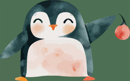 Cute penguin vector illustration. Hand drawn cartoon penguin.のイラスト素材
