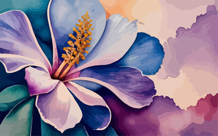 Illustration of hibiscus flower in watercolor style.のイラスト素材